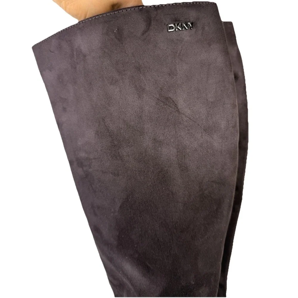 DKNY Salem Boots Dark Brown Witchy Pointed‎ Toe Knee High Chunky Heeled Boots 10